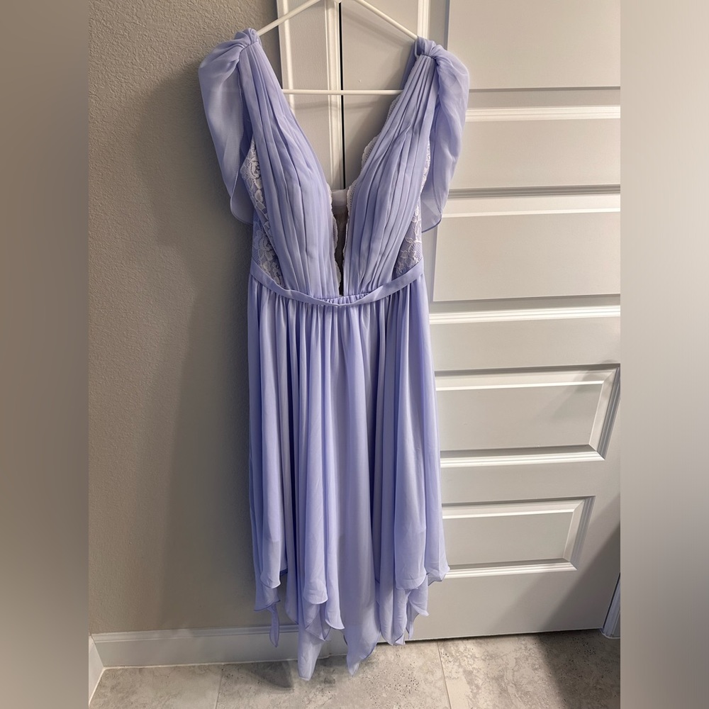 A-line V-Neck Ankle-Length Chiffon Lace Cocktail Dress